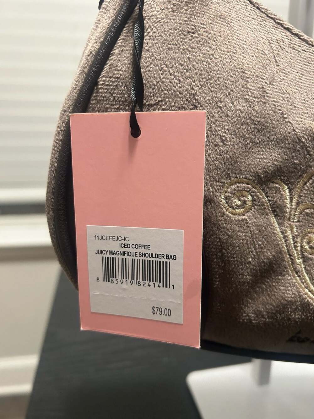 Juicy Couture Juicy Magnifique Shoulder Bag Iced Coffee Velour - Picture 3 of 5